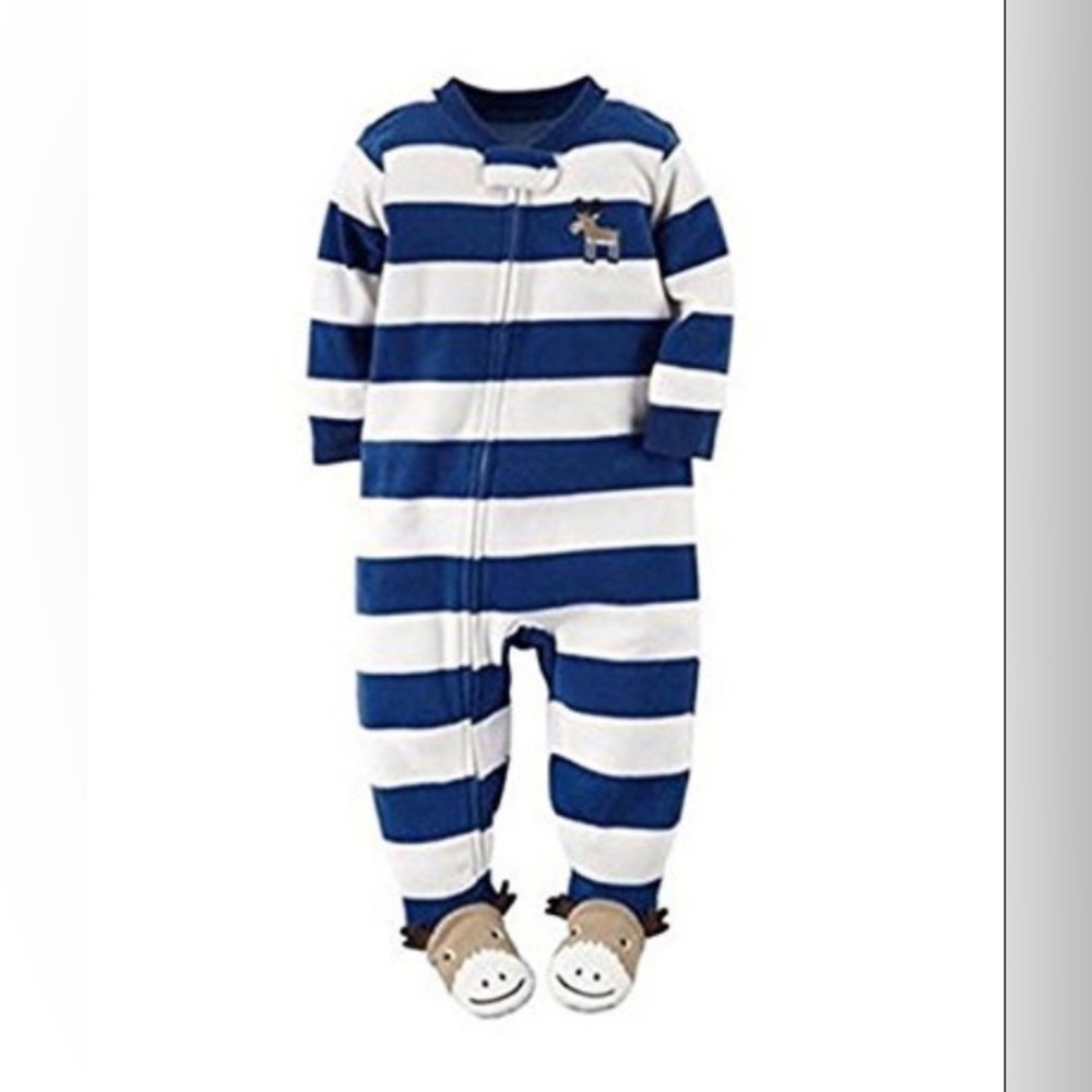 Fleece Striped Blue and White Kids One Piece
